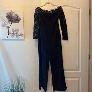Elegant Black Lace Off-Shoulder Jumpsuit